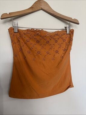 Anti-Flirt Floral Eyelet Pattern Tube Top